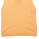 CALVIN KLEIN Womens Jumper Orange V-Neck Tight Knit Sleeveless L