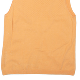 CALVIN KLEIN Womens Jumper Orange V-Neck Tight Knit Sleeveless L