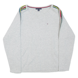 TOMMY HILFIGER Womens Patterned Jumper Grey Striped Tight Knit S