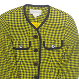 DONNA LINEA Womens Blazer Jacket Yellow Wool Houndstooth S