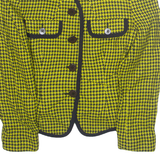 DONNA LINEA Womens Blazer Jacket Yellow Wool Houndstooth S