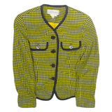 DONNA LINEA Womens Blazer Jacket Yellow Wool Houndstooth S