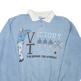 Victory Team Mens Sweatshirt Blue Button Neck L