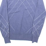 LYLE & SCOTT Womens Patterned Jumper Blue Argyle Tight Knit S