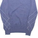 LYLE & SCOTT Womens Patterned Jumper Blue Argyle Tight Knit S