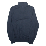 MASSIMO DUTTI Mens Jumper Blue 1/4 Zip Tight Knit XL