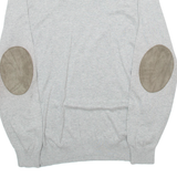 MASSIMO DUTTI Womens Jumper Grey V-Neck Tight Knit L