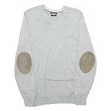 MASSIMO DUTTI Womens Jumper Grey V-Neck Tight Knit L