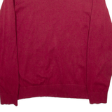 TOMMY HILFIGER Mens Jumper Red V-Neck Tight Knit L