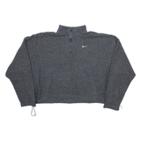 NIKE Cropped Womens Jumper Grey 1/4 Zip Tight Knit L