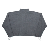 NIKE Cropped Womens Jumper Grey 1/4 Zip Tight Knit L