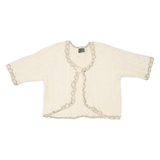 Womens Cardigan Cream V-Neck 90s Chunky Knit Wool M