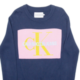 CALVIN KLEIN JEANS Womens Patterned Jumper Purple Crazy Pattern Wool S