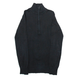 DKNY Womens Jumper Black 1/4 Zip Tight Knit S
