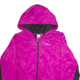 FILA Womens Windbreaker Jacket Pink Hooded Colourblock XL