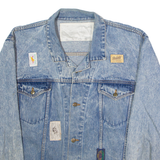 KAOS Mens Denim Jacket Blue 90s Patchwork 2XL