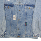 KAOS Mens Denim Jacket Blue 90s Patchwork 2XL