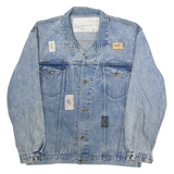 KAOS Mens Denim Jacket Blue 90s Patchwork 2XL