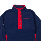 CHAMPION Mens Fleece Blue Button Neck L