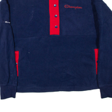 CHAMPION Mens Fleece Blue Button Neck L