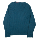 TOMMY HILFIGER Womens Jumper Blue Cable Knit 2XL