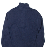 TOMMY HILFIGER Mens Jumper Blue Button Neck Tight Knit S