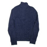 TOMMY HILFIGER Mens Jumper Blue Button Neck Tight Knit S