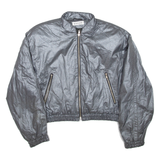 BAZAR Cropped Womens Bomber Jacket Grey Wool XS