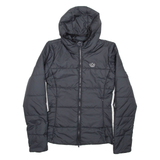 ADIDAS Womens Puffer Jacket Black Hooded UK 8
