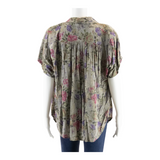 Womens Blouse Grey Collared Floral XL