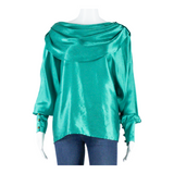 Wrap Womens Blouse Green Long Sleeve L