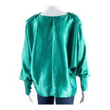 Wrap Womens Blouse Green Long Sleeve L