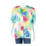 HAMMERLE Womens Shirt Blouse Blue Puff Sleeve Floral M