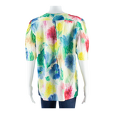 HAMMERLE Womens Shirt Blouse Blue Puff Sleeve Floral M