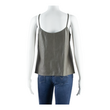 Leather Look Womens Camisole Vest Grey Sleeveless S