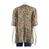 Womens Blouse Shirt Green V-Neck Floral M