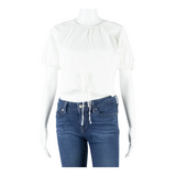 Womens Cropped Blouse White Puff Sleeve S