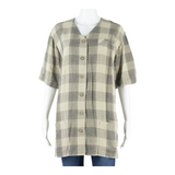 Womens Shirt Brown V-Neck Viscose Check UK 10