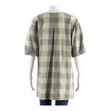 Womens Shirt Brown V-Neck Viscose Check UK 10