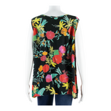 Womens Printed Vest Black Sleeveless Floral M