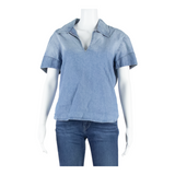 LEE Womens Blouse Blue V-Neck XL