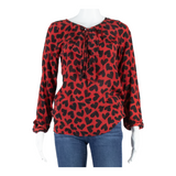 HALLHUBER Hearts Womens Printed Blouse Red Long Sleeve Silk Spotted UK 8