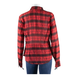 MANUAL FARRELL Womens Printed Shirt Red Collared Long Sleeve Check S