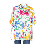 BIAGGINI Womens Printed Shirt White Collared Viscose Floral M