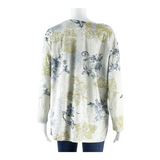 CITYLIFE Velvet Womens Printed Blouse Grey Long Sleeve Floral M