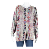 Womens Shirt Blouse Purple Long Sleeve Viscose Floral M