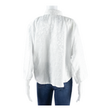 Womens Cropped Shirt White Collared Long Sleeve L