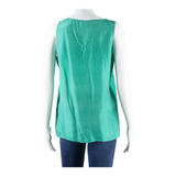 Womens Shirt Green Sleeveless Silk S