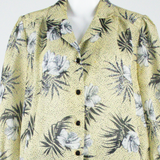 Womens Shirt Blouse Yellow V-Neck 3/4 Sleeve Floral M
