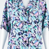 Womens Shirt Blue Collared Crazy Pattern M